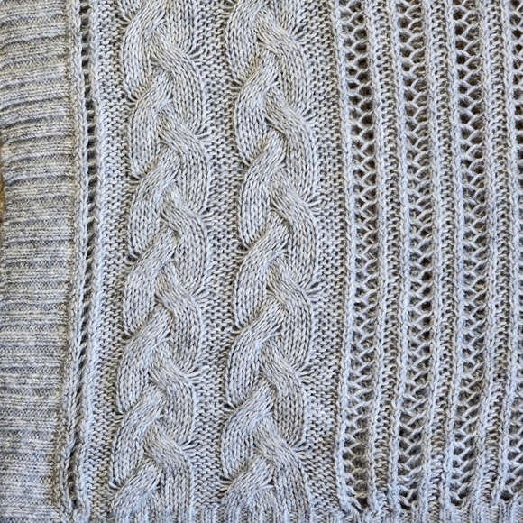 Soma Frost/Moonlight Cable Knit Ruana Wrap Shawl One Size Cozy Neutral - Picture 6 of 8